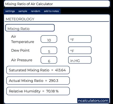 mixing ratio calculator